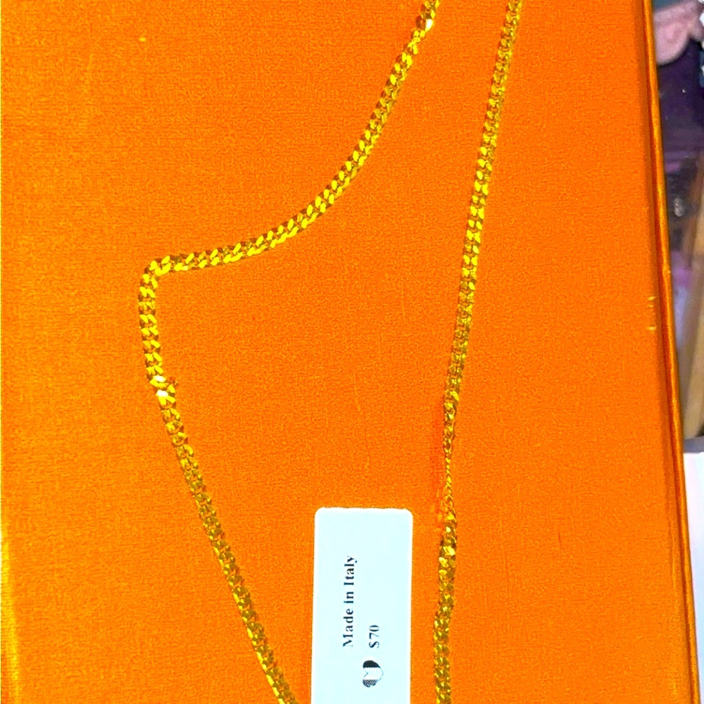 Gold Over Sterling Silver Classic Flat Cuban Chai 2.1 mm, 16”. Made in Italy